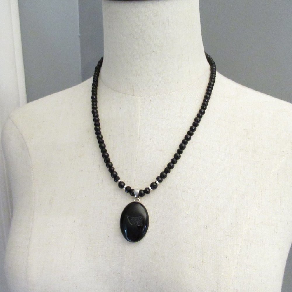 Black Onyx Druzy necklace